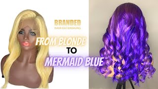 Color Blonde Wig To Blue And Purple Highlight | Branded Hair Extensions
