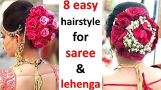 8 Easy Hairstyle For Saree & Lehenga || Bridal Hairstyle || Wedding Hairstyles || New Hairstyle