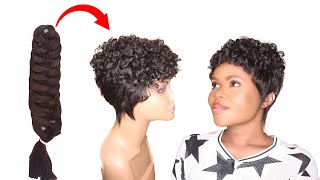 Diy Short Pixie Curl Wig Using Expression Braid Extension - No Closure Wig--