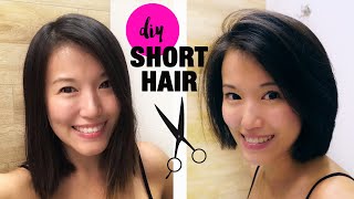 How To Cut Your Own Hair Short At Home || Women'S Diy Haircut Short Bob (Actual Chin Length Sho