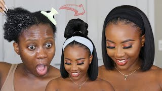 Hair Transformation! Weekly Routine For Dry Natural Hair + Spring Hairstyles - Headband Wig