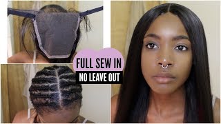New Method: Flat Full Sew In Weave With Lace Closure (No Glue/No Leave Out) Soft Feel Hair