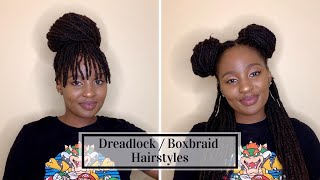 7 Simple Dreadlocks / Box Braids Hairstyles | How To Style Locs / Box Braids | With Buciie