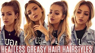 5 Heatless Greasy Hair Hairstyles / Easy School Hairstyles