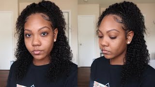 How To Hide The Band On A Headband Wig | Half Up Half Down Style