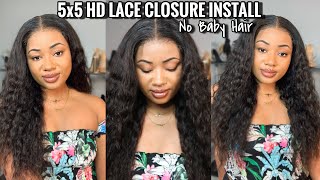 Flawless 5X5 Hd Lace Closure Wig Install | Loose Deep Wave Wig | No Baby Hair | Rose Hair