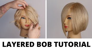 Basic Layerd Bob Haircut | How To Cut A Layered Bob Haircut Tutorial