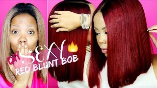 How To Dye Hair Red| Ombre Red Blunt Bob| Perfect Wig For Beginners|Affordable Wig|Uniwigs Tastepink