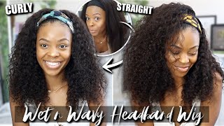The Best Wet & Wavy Headband Wig || Straight ➡️  Curly || Ft. Genius Wigs ♥︎