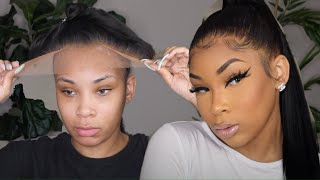 Hd Frontal Ponytail Wig Install Ft. Allmighty Bond Lace Glue | Aaliyahjay