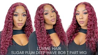 Luvme Hair Sugar Plum Deep Wave Bob T Part Wig|Unboxing, Install & Review