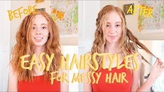 Quick, Heatless Hairstyles For Messy/Curly Hair | Justali