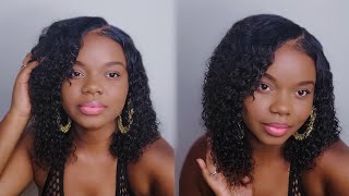 No Need Gule Diamond Fake Scalp Water Wave Bob Wig | Wet Look | Easy To Remove Everyday