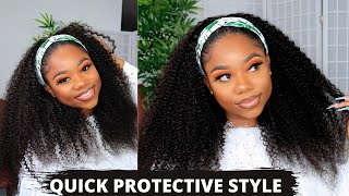 New Favourite Curly Hair! | Quick Protective Style (Headband Wig) | Curlyme