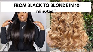 How To Do A Bleachbath| Color A Wig From Black To Blonde In 10 Minutes For Beginners *Detailed*