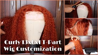 ⚠️Unboxing + Customization | Curly Ginger Pre-Coloured 13X6X1 T-Part Wig Ft Cenhiee Hair | Jobhabie