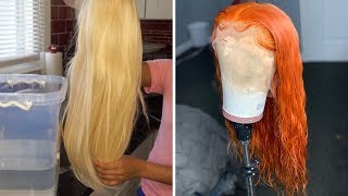 13X6 Frontal Wig From Blonde To Orange With Watercolor Method | Ft Superb Wigs
