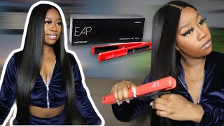 No Baby Hair Install Ft 26” Vivi Babi Lace Front Wig W/ Eap Heat Flat Iron Silky Straight In 1 Pass?