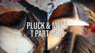 How To Pluck And Melt Any T Part Lace Front Wig Very Detailed | Ft. Luvme Hair  | Olineece