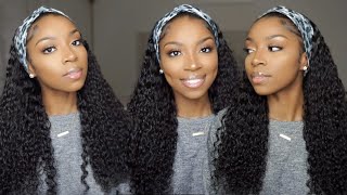 This Water Wave Headband Wig Is Everythingggg! No Glue, No Lace, Quick + Easy! | Eayon Hair