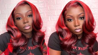 Burgundy Hair + Red Highlights  | Color + Frontal Wig Install | The Love Series Ep 2