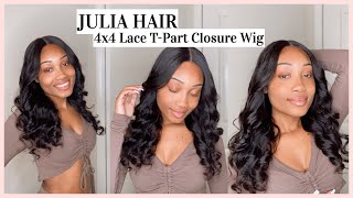 Glueless 4X4 Hd Lace T Part Closure Wig Julia Hair | [Elastic Band Method]