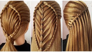 3 Beautiful  Braided Waterfall Hairstyle Tutorials For Medium Hair | Tuto Coiffure La Tresse Cascade