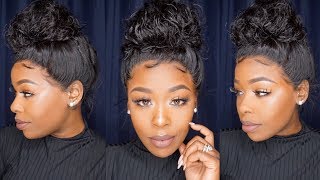 My Easy Work‍⚕️ Hairstyle! 360 Wig Application Quick Install Curly Bun Omgherhair