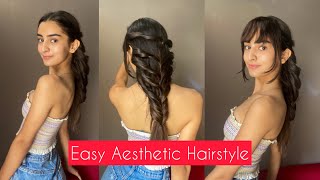 Easy Aesthetic Hairstyle W Clip-In Bangs | Hairstyle W Bangs | Best Human Hair Clip-In Bangs #Shorts