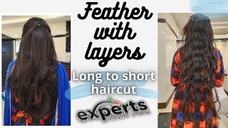 Long To Short Haircut || Feather With Layers Haircut || Long Haircut || Experts Salon || Guntur