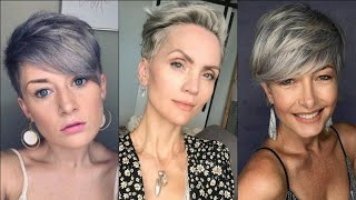 Women Amazing Silver Pixie Haircut Ideas 20-2021 | Pinterest Pixie Cuts | Fine Hair With Bangs
