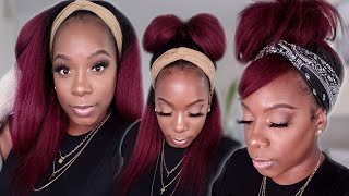 Perfection! Ombre 99J Kinky Straight Headband Wig |  Black Friday Deals | Myqualityhair
