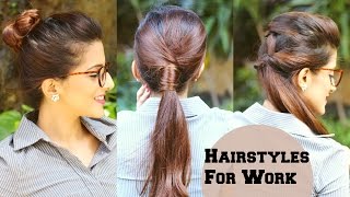 3 Quick Everyday Hairstyles For Work, Office, College / No Teasing, No Hairspray / Indian Hairstyles