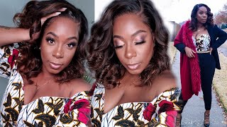  3-N-1 Holiday Glam Grwm! 360 Lace Ombre Wig, Makeup, Outfit | Ft Bodiedbykeira | Hayqueencrowns
