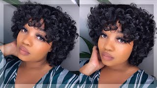 Perm Rod Set Dupe| 8” Super Double Draw Rose Curl Bob Wig  With Bangs| Hot Beauty Hair