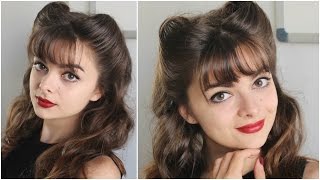Pin Up Hairstyle | Bangs & Victory Rolls | Tutorial