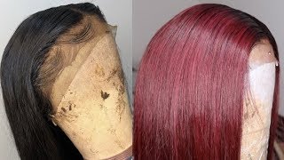 Water Method - How To Dye A 1B  Wig To Burgundy Red Ft Dbk Hair  |Very Detailed