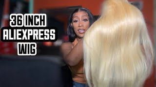 36 Inch #613 Aliexpress Wig Unboxing + Review | A Lot Hair | Aliexpress Wig Review | Cheap 613 Wig