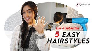 5 Easy Daily Hairstyles | No Heat | Ashnoor Kaur