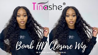 How To Install Hd Lace Closure For Beginners | In-Depth Tutorial Ft. Tinashe Hair | 5X5 Water Wave