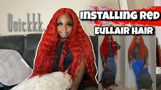 Installing Red 30Inch T Part Wig | Ft Eullair Hair