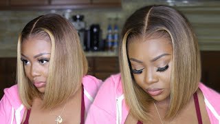 13X6 Clean Bleached Frontal Wig | Blonde Highlights Bob Wig For Brown Skin | Hairvivi