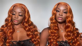 The Most Perfect Fall Color!!! Ginger Orange Body Wave Lace Front Wig Install Ft Klaiyi Hair