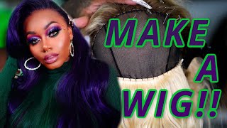 Make A Wig Start To Finish |  Flat & Perfectly Snugg | + Dying It Plum Purple & Green