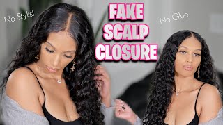 Fake Scalp Swiss Lace 5X5 Wig!!  | "Install & Go"  Beautiful Water Wave Closure Wig!!