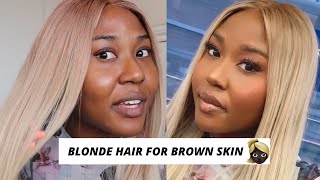 Im A Blonde! | Makeup For Blonde Hair | The Perfect Ash Blonde Wig For Dark & Brown Skin Tones | 613