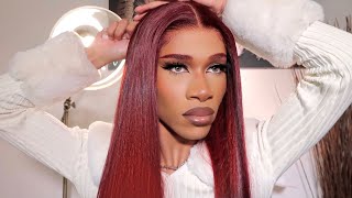 Red Closure Wig For The New Year  (Grwm/Hairvlog)