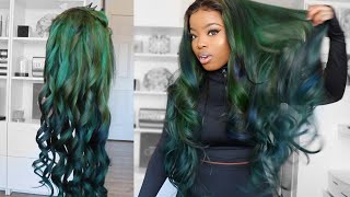 2- Step Easy Diy Lace Wig Tutorial || Mermaid Green  | Alipearl