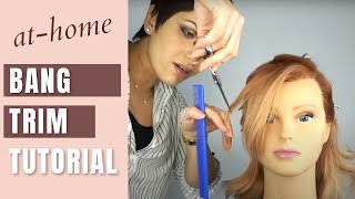Cut Your Bangs At Home: Textured, Wispy Side-Swept Bangs Haircut Tutorial At Home (Fringe Trim)