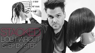 Layered Stacked Bob Haircut - How To Cut A Layered Stacked Bob - Step By Step - Q & Haircut